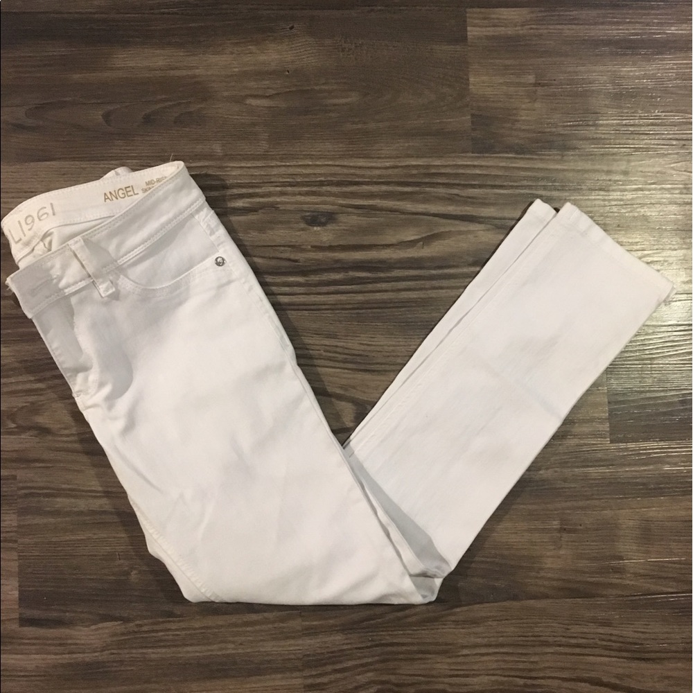 DL1961 Angel Mid-Rise Skinny White Jeans