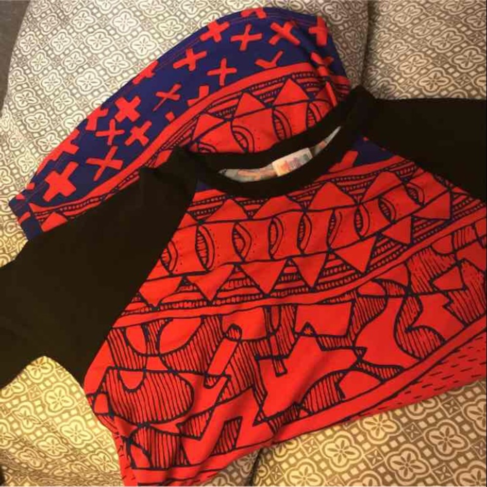 Lularoe XXS Randy Red Black Geometric
