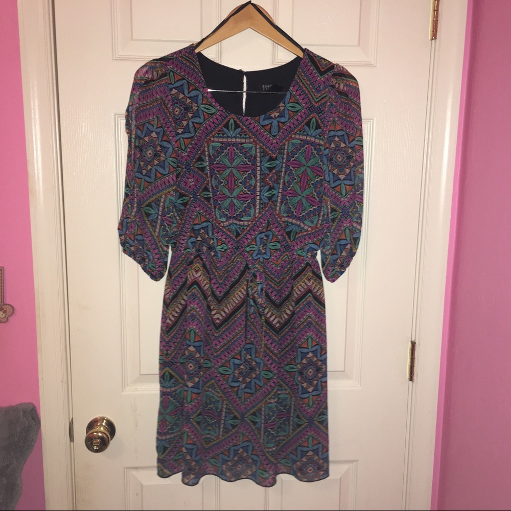 Long Sleeve Print Dress