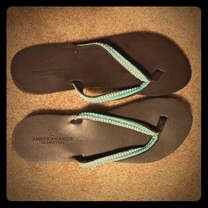 American Eagle leather flip flops