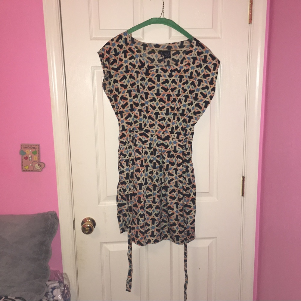 Multi-Color Print Dress with Pockets