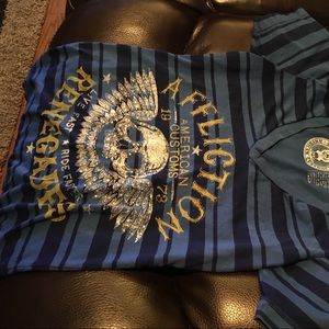 Affliction skull blue tshirt size small