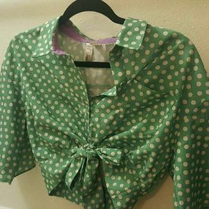 Polka-dot Flare Blouse