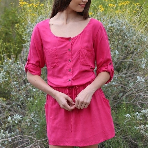 ANGIE- Button Down Scoop Neck Dress (Size S-L) - Picture 2 of 3