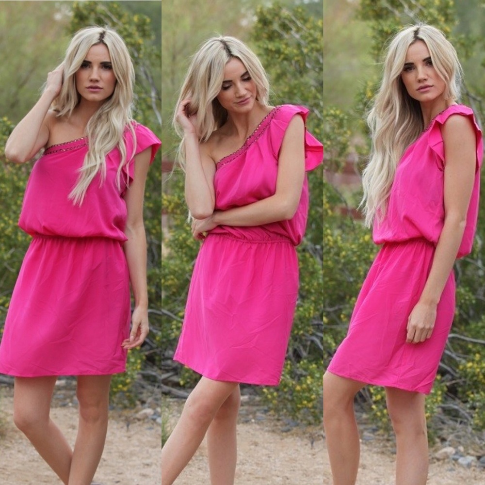 ANGIE- One Shoulder Beaded Dress (Size S-L)
