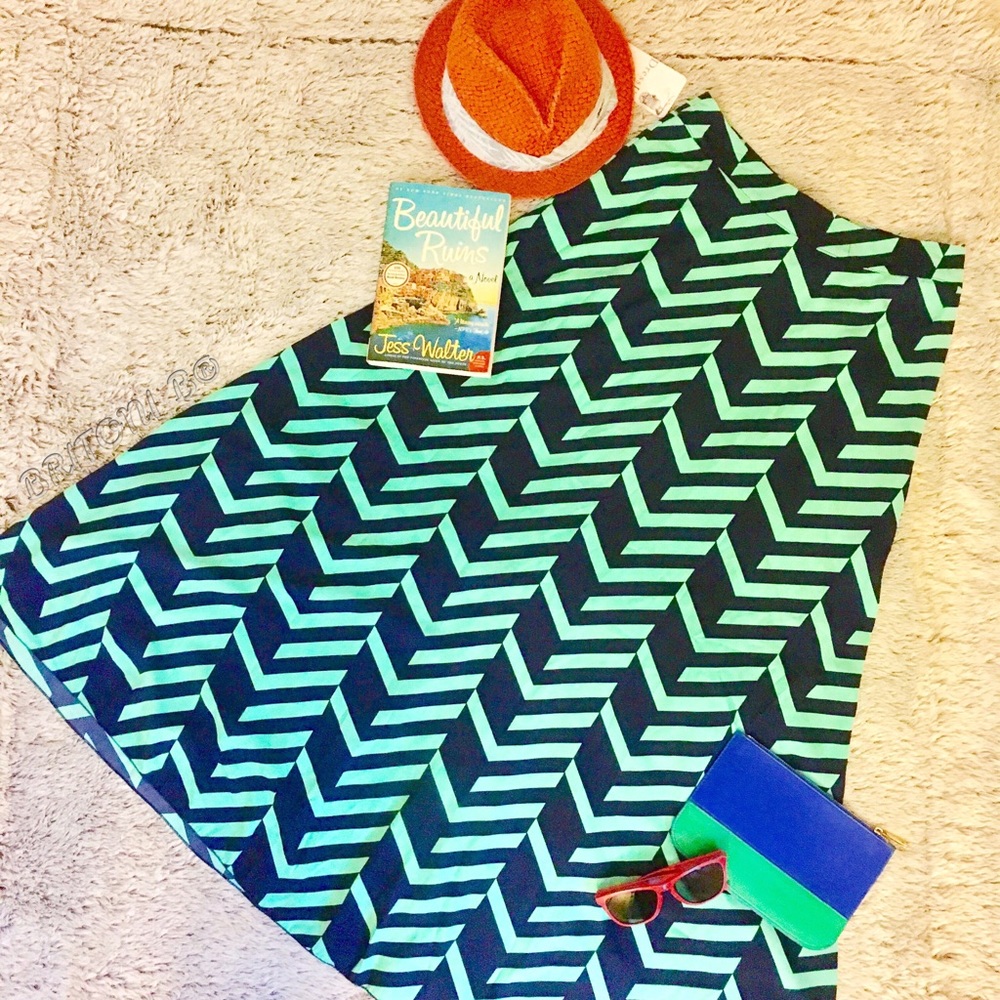 Beautiful Maxi Skirt. Teal & Navy.