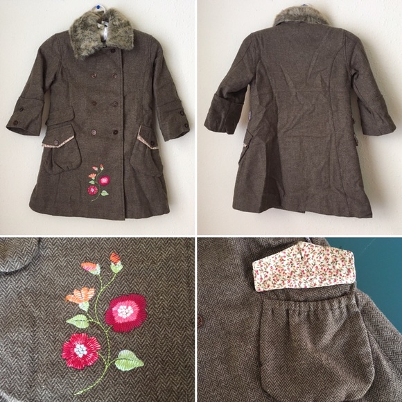 Catimini Other - 🎉🎊 HP pick 🔥🎊herringbone Embroidery Wool CoatH