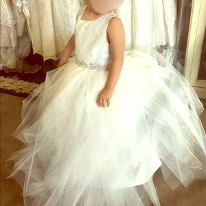 Beautiful white baptism or flower girl dress