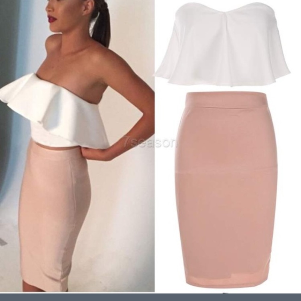 Two piece ruffle crop top and pencil skirt. - Picture 1 of 1