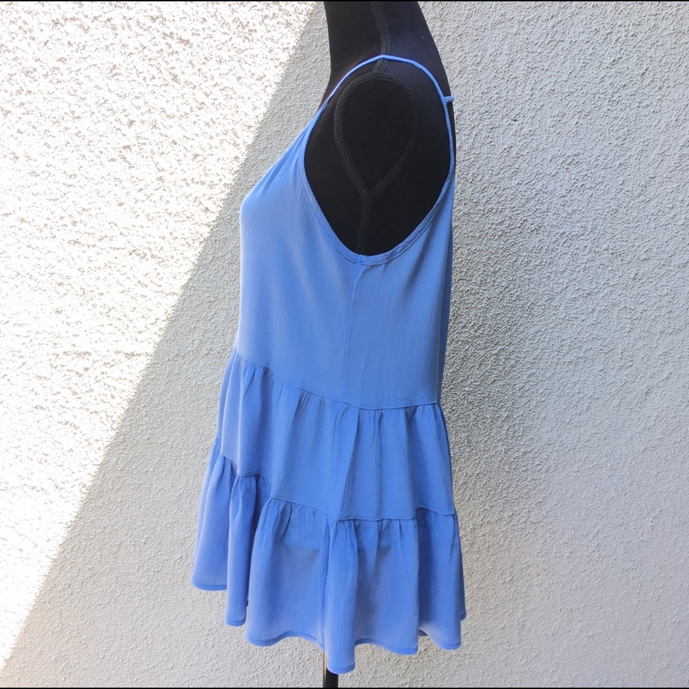 Blue ladder back ruffled sway tank - Picture 4 of 4