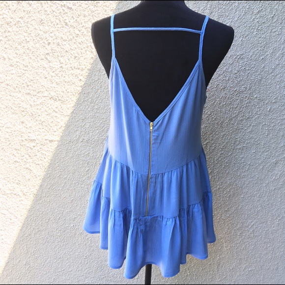 Blue ladder back ruffled sway tank - Picture 3 of 4