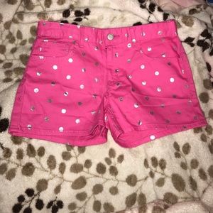 Bright pink polka dot shorts