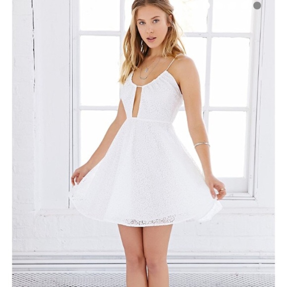 Urban Outfitters White Lace Keyhole Dress