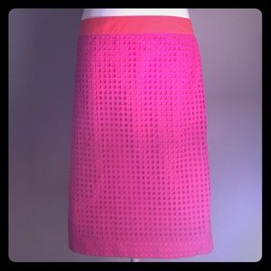 Talbots Orange and Pink Windowpane Eyelet Skirt