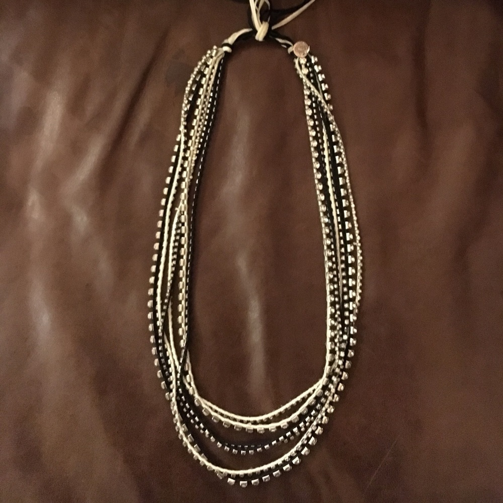 T's Multiple Chain Crystal Detail Necklace