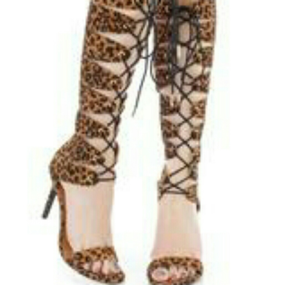 Cheetah Lace Up high heels