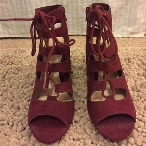 Maroon lace up heel bought from Lulu's.