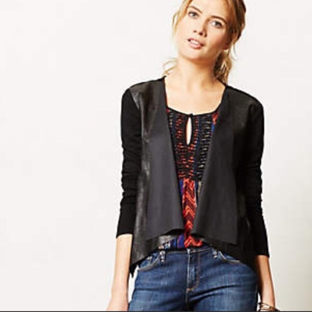 Sunday in Brooklyn Vegan Leather Front Cardigan