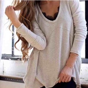 NWOT FREE PEOPLE oatmeal drippy thermal