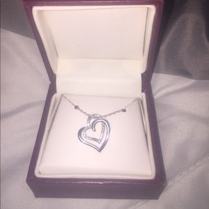 Silver double heart necklace