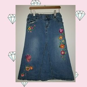 Children's place floral denim skirt