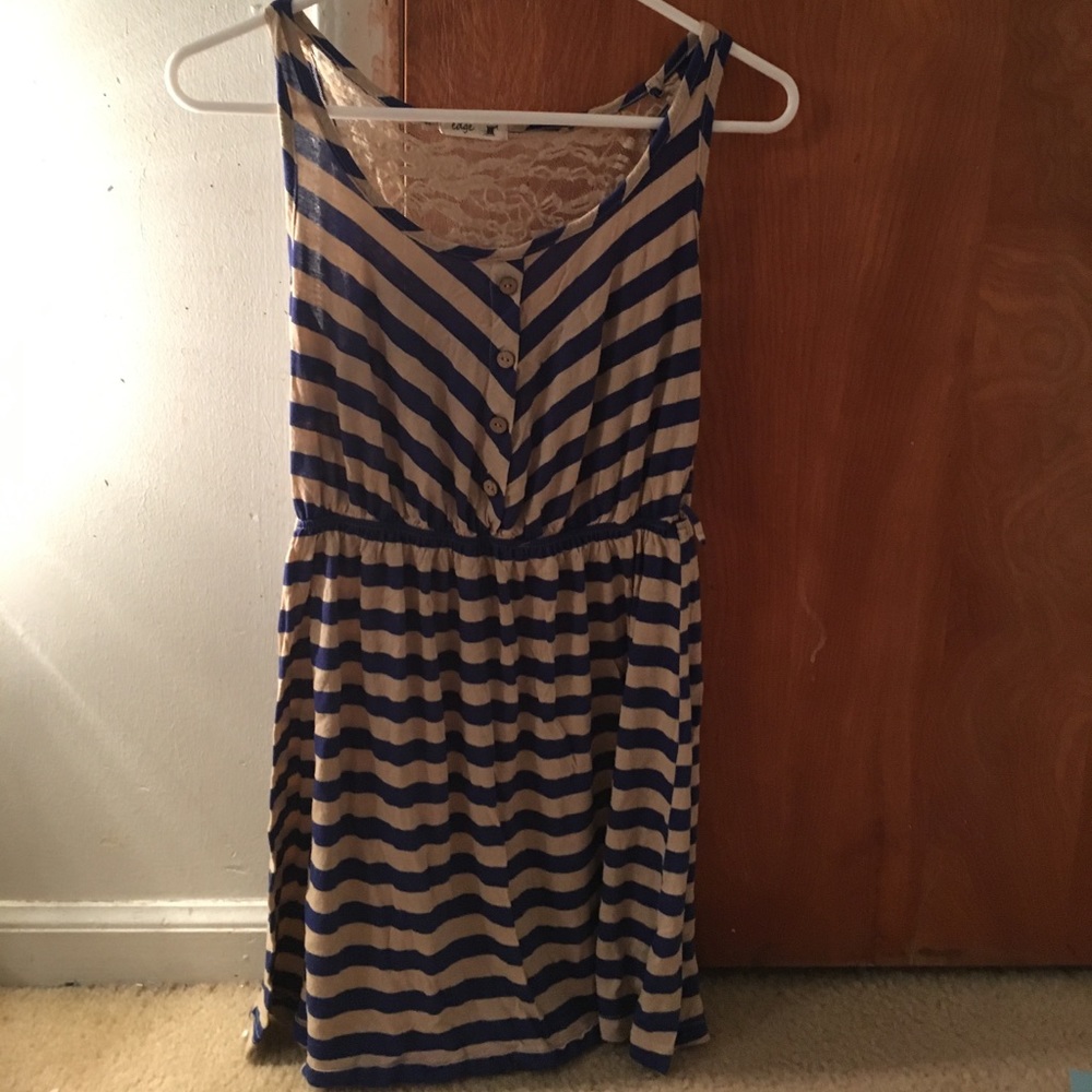 Blue and Tan striped Dress