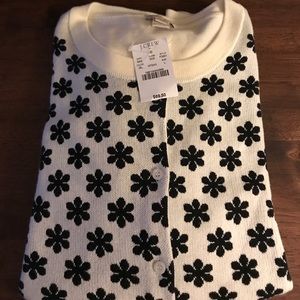 Black and white JCrew Caryn Cardigan