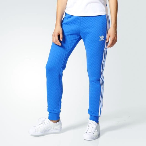 adidas Pants & Jumpsuits Adidas Textured Quilted Blue White Track
