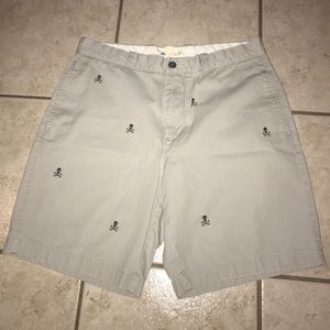 J. Crew Crossbones Embroidered Khaki Shorts!