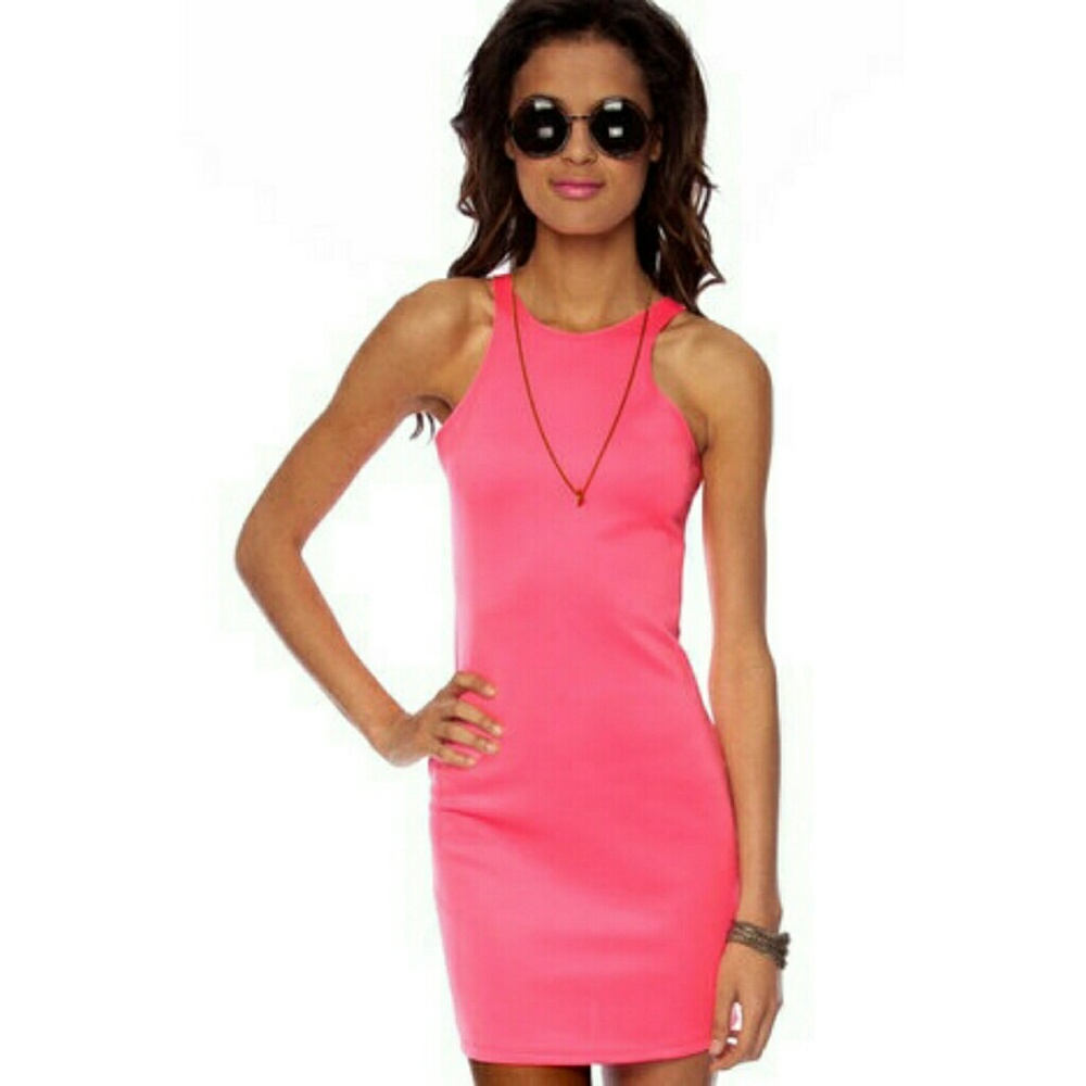 new Tobi Scuba Doo Tank Dress in Neon Pink