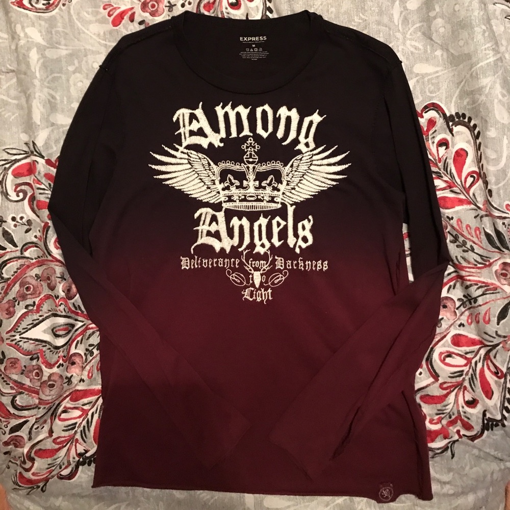 Men's Express maroon ombré shirt