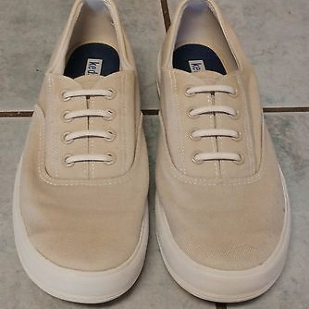 Ked tan beige elastic lace slip on sneakers size 6