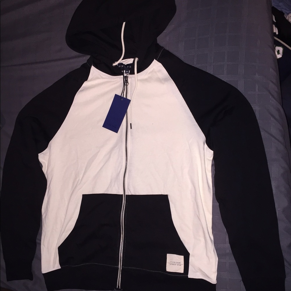 Black and white zip up hoodie