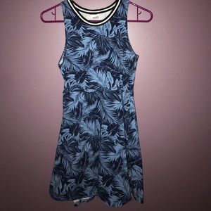 PINK Blue Hawaiian Print Dress