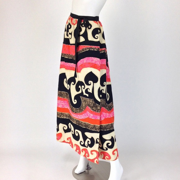 [SOLD]VINTAGE 70s WRAP SKIRT Tribal BOHO Psychedel - Picture 2 of 4