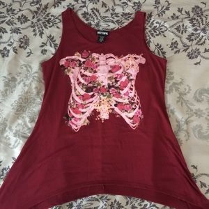 Burgundy Rib Cage Tank Top