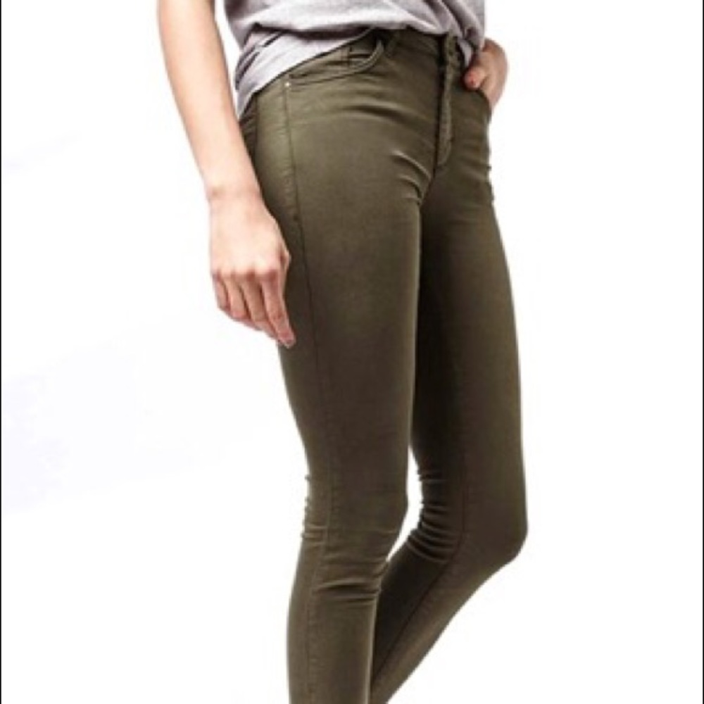 Topshop Leigh Olive Colored Jeans