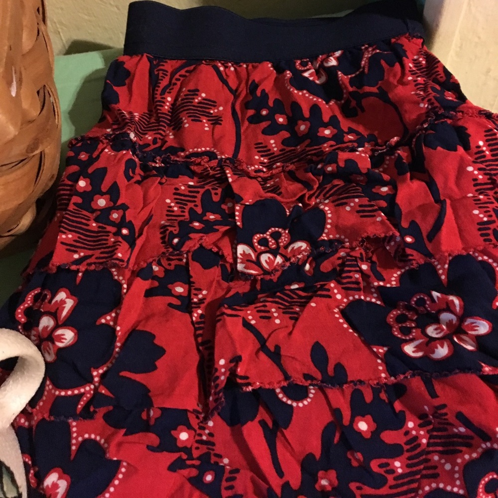 Aeropostale red white and blue ruffled skirt