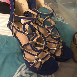 Bebe Blue and Gold Heels