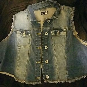 Medium wash denim vest