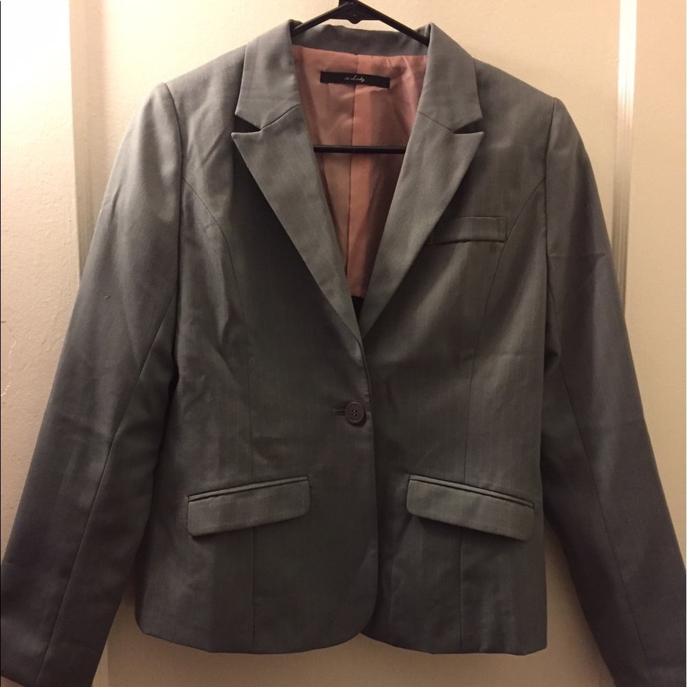 NWOT pink striped gray jacket