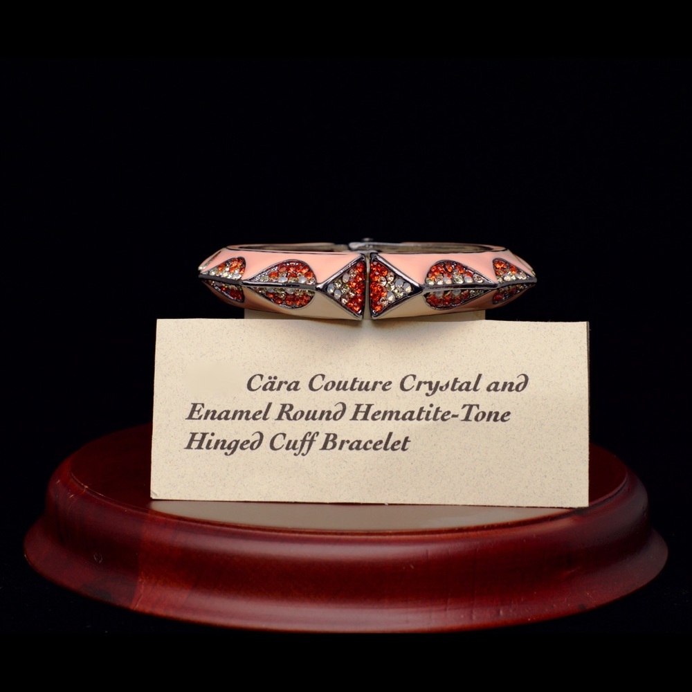 cara couture crystal & enamel round tone hinged