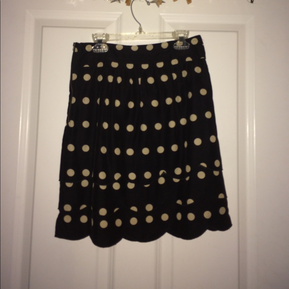 Anthropologie black and cream polka dot skirt