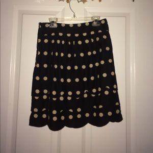 Anthropologie black and cream polka dot skirt