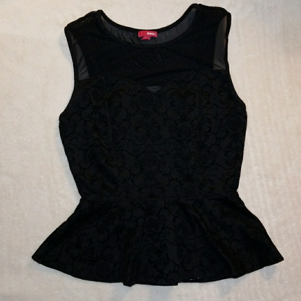 Black BONGO Peplum Sleveless Top