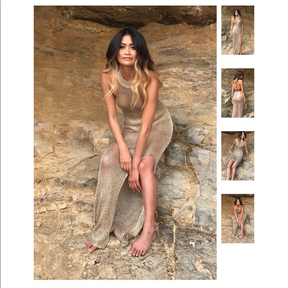 LAST 1️⃣ Gold COACHELLA See Through Halter Dress - Picture 4 of 8