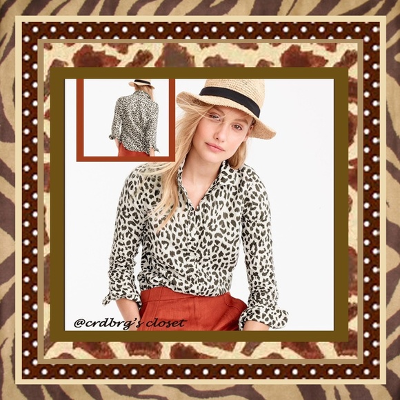 NWT, JCrew Leopard Print Shirt - Picture 2 of 4