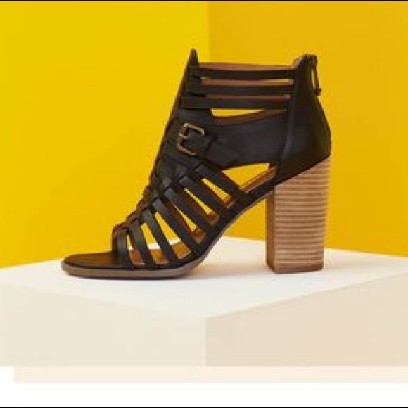 Black Chunky Heel Strappy Gladiator Sandal Bootie - Picture 2 of 4