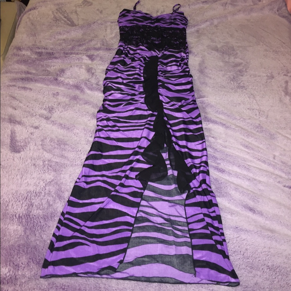 Purple zebra printed dress