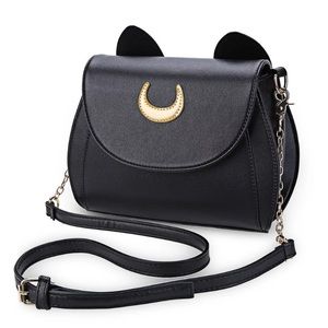 Black Vegan Leather Luna Cat Ears cross body